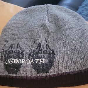 UnderOath Gray Knit Beanie with Skull Print